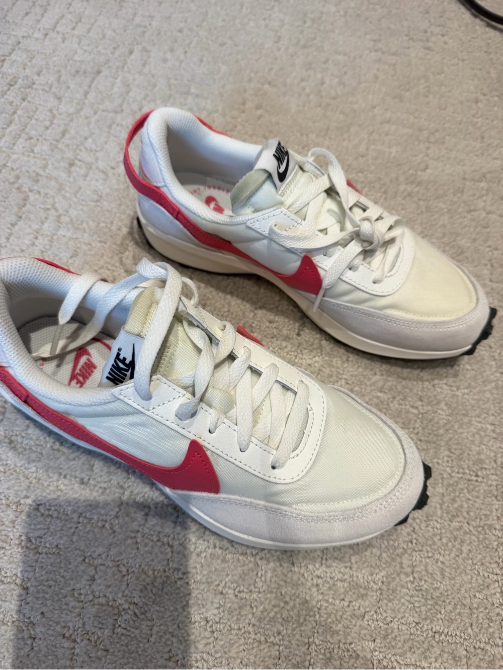 Nike Women’s White Sneakers with Pink Swoosh
